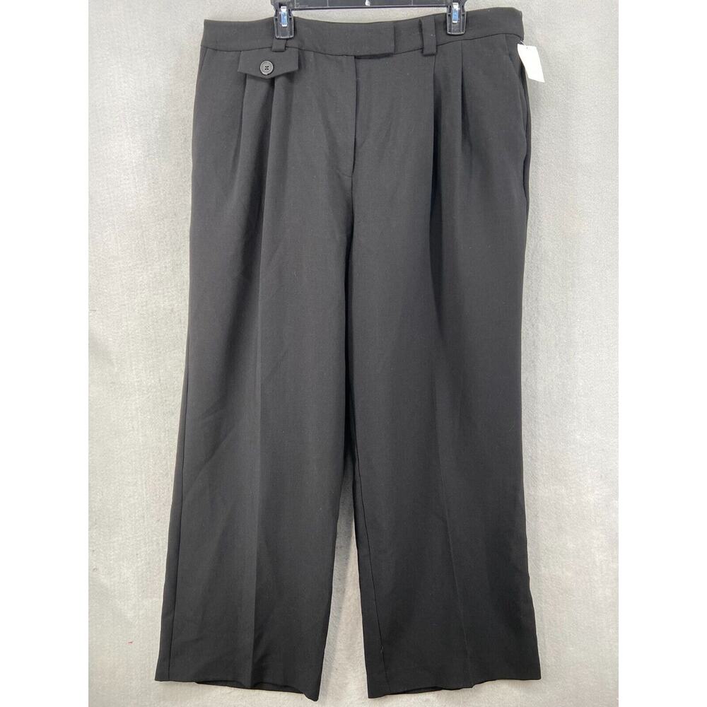 1 STATE Pants‎ Womens Sz 18W Black Wide Leg High Rise Pleated Plus Dress Career